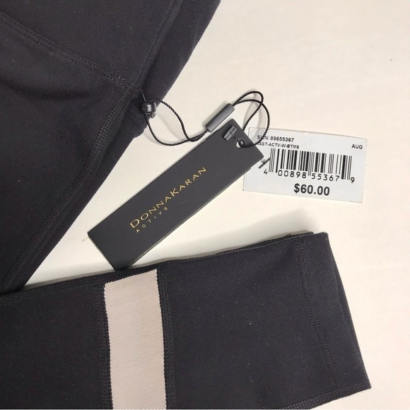 DONNA KARAN Active Activewear Leggings black with tan mesh panel Size XS NWT - Picture 9 of 15
